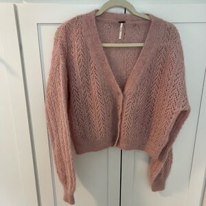 Free People Pink Knit Cardigan Sweater